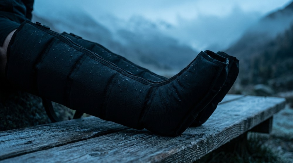 Bottes de compression ICE FIT face aux montagnes